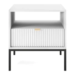 Garnero Arredamenti Comodini|Comò-Comodino 54x56h cm 1 cassetto moderno bianco Alisa Bianco Opaco