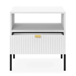 Garnero Arredamenti Comodini|Comò-Comodino 54x56h cm 1 cassetto moderno bianco Alisa Bianco Opaco