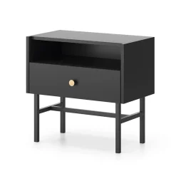 Garnero Arredamenti Comodini Cameretta|Comò-Comodino 55x52h cm 1 cassetto moderno nero Eterna Nero Opaco