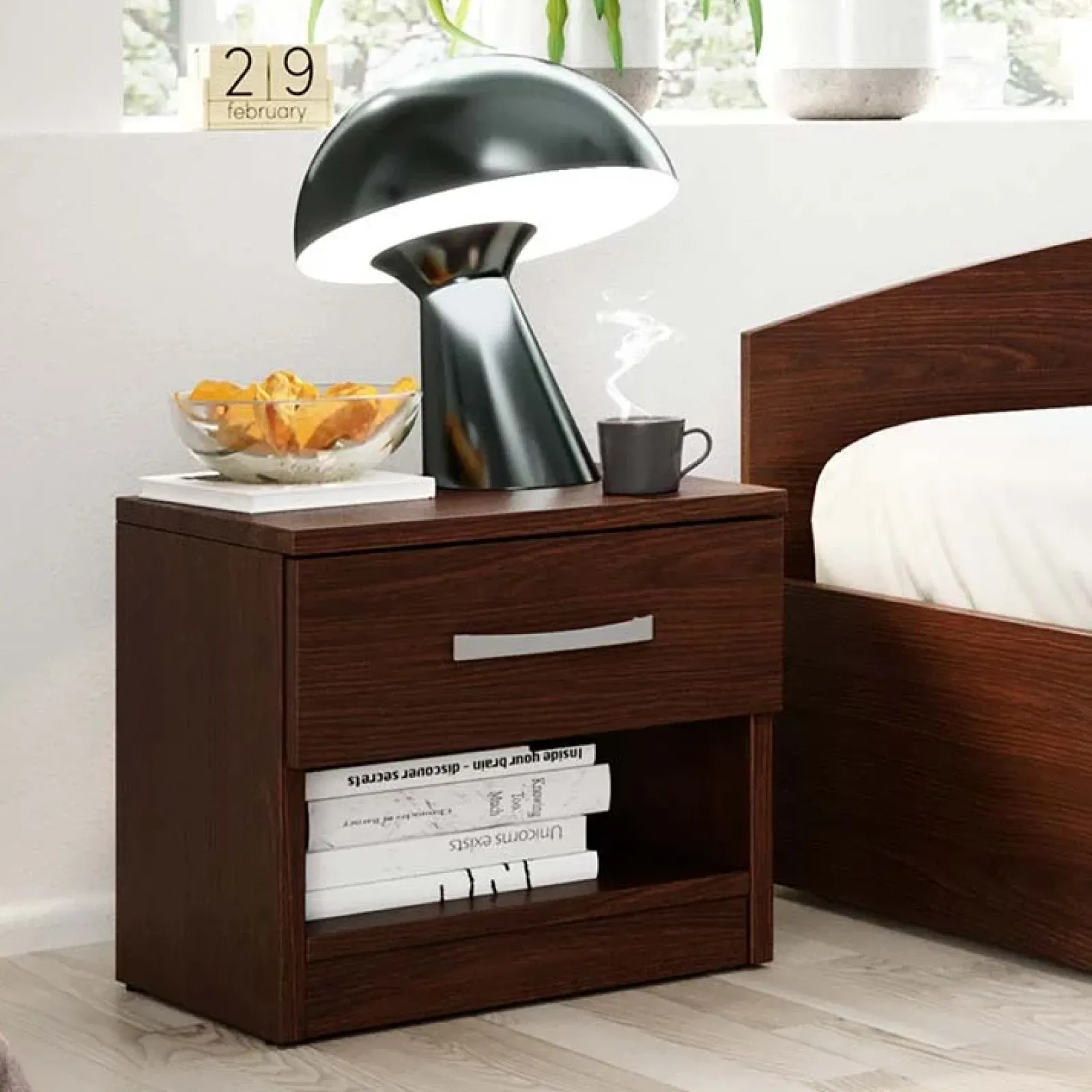 Garnero Arredamenti Comodini Cameretta|Comò-Comodino 40x40h cm 1 cassetto Tropea-Roma-Sorrento Wengè