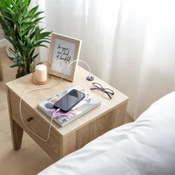 Garnero Arredamenti Comodini|Comò-Comodino 45x46h cm 1 cassetto USB C rovere Noor