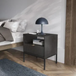 Garnero Arredamenti Comodini|Comò-Comodino 54x56h cm 1 cassetto moderno nero Alisa Nero Opaco