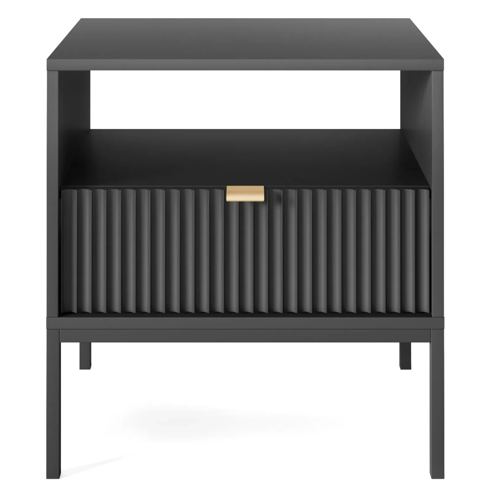 Garnero Arredamenti Comodini|Comò-Comodino 54x56h cm 1 cassetto moderno nero Alisa Nero Opaco