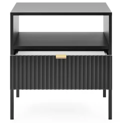 Garnero Arredamenti Comodini|Comò-Comodino 54x56h cm 1 cassetto moderno nero Alisa Nero Opaco