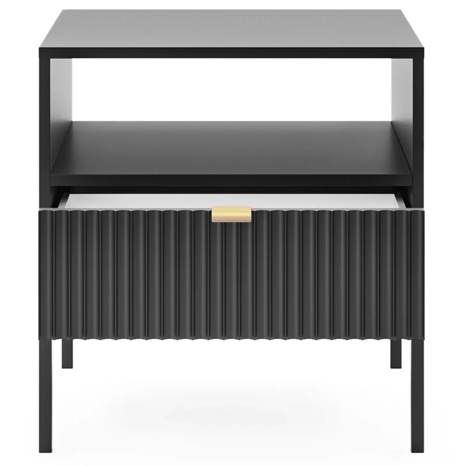 Garnero Arredamenti Comodini|Comò-Comodino 54x56h cm 1 cassetto moderno nero Alisa Nero Opaco