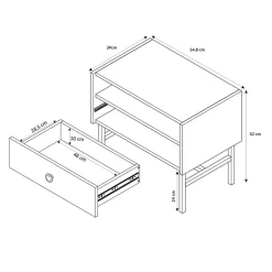 Garnero Arredamenti Comodini Cameretta|Comò-Comodino 55x52h cm 1 cassetto moderno Eterna Beige