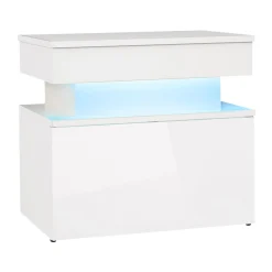 Garnero Arredamenti Comodini|Comò-Comodino 55x51h cm 1 cassetto con LED bianco Lumus Bianco Lucido