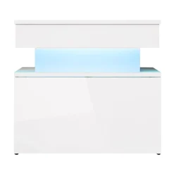 Garnero Arredamenti Comodini|Comò-Comodino 55x51h cm 1 cassetto con LED bianco Lumus Bianco Lucido