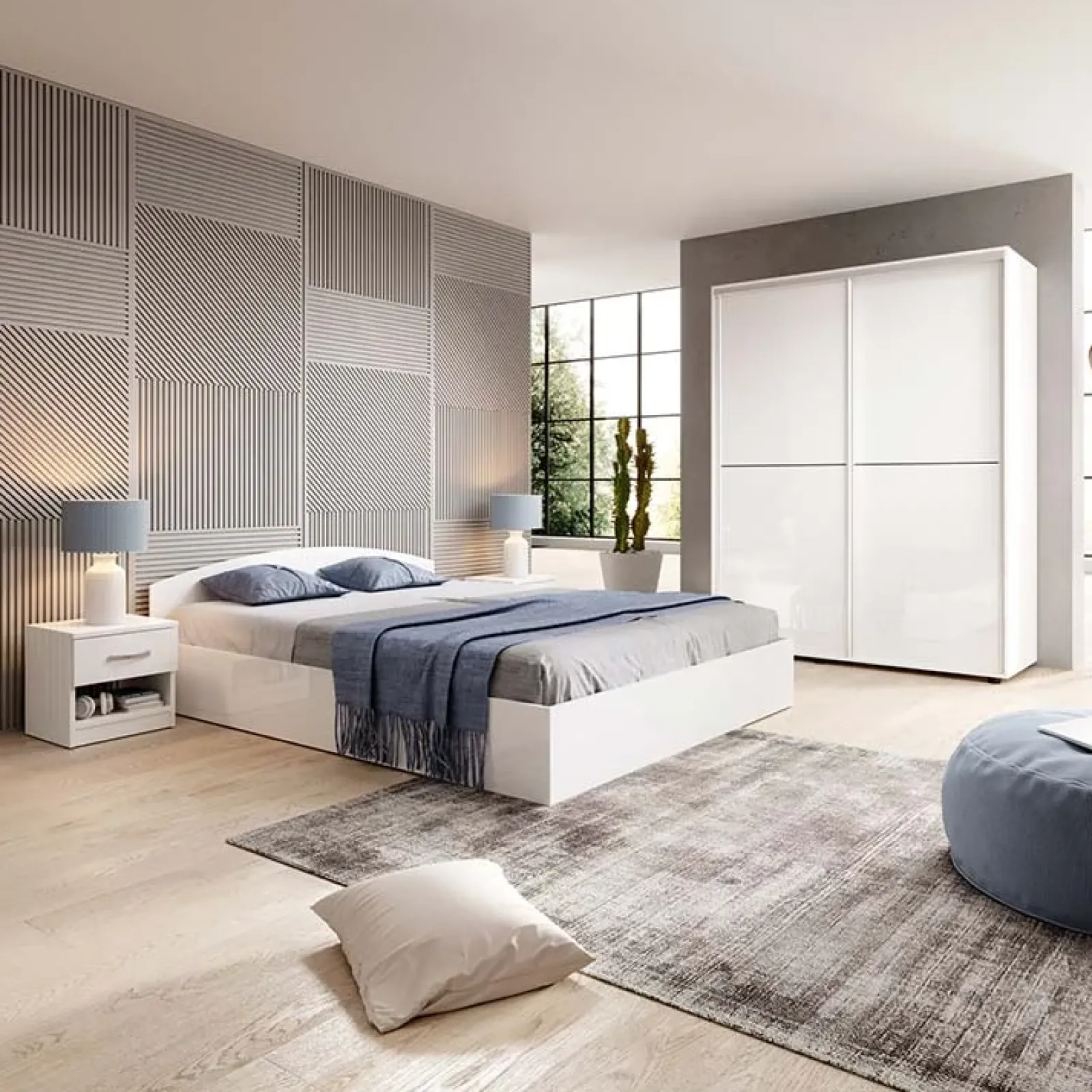 Garnero Arredamenti Comodini Cameretta|Comò-Comodino 40x40h cm 1 cassetto Tropea-Roma-Sorrento Bianco Lucido