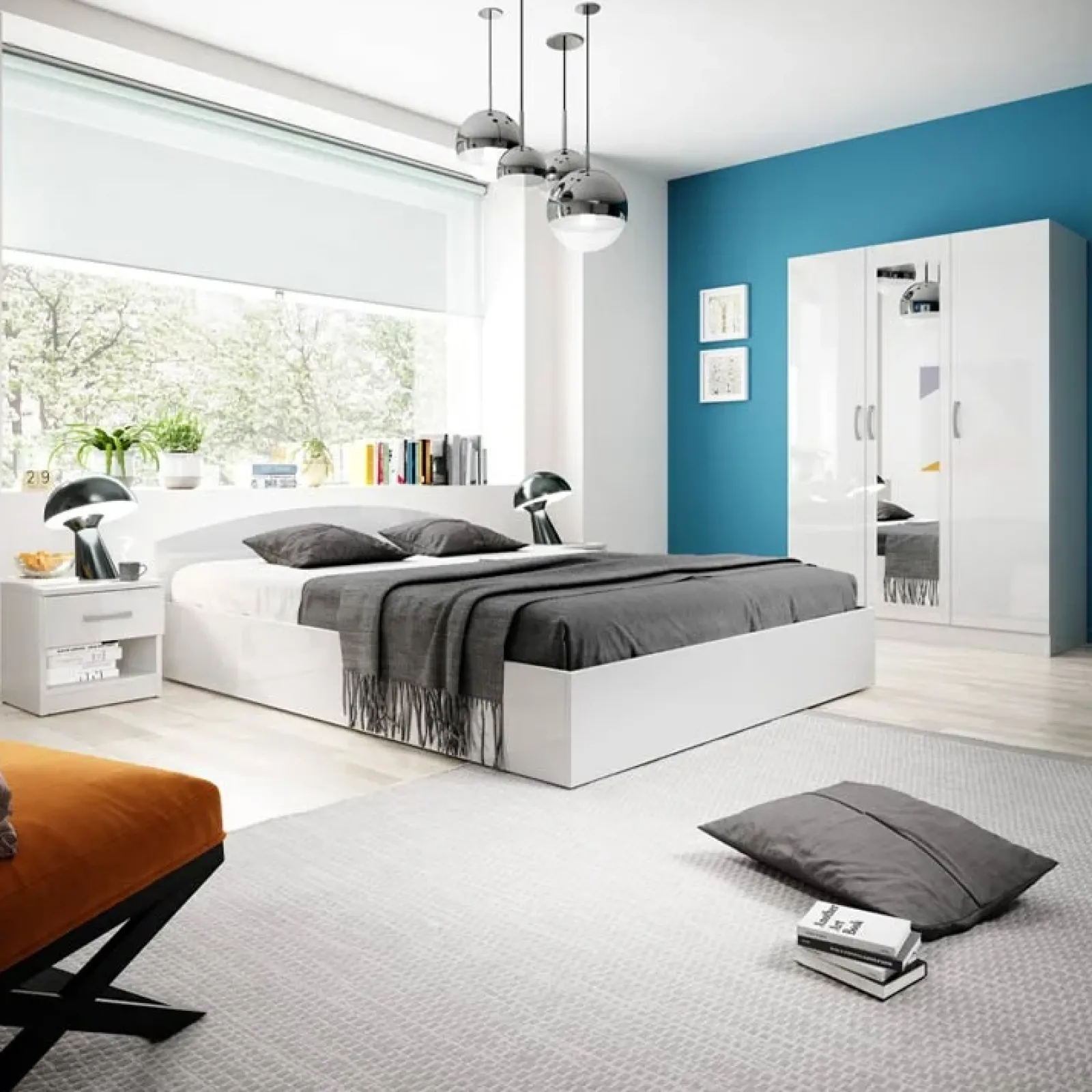 Garnero Arredamenti Comodini Cameretta|Comò-Comodino 40x40h cm 1 cassetto Tropea-Roma-Sorrento Bianco Lucido