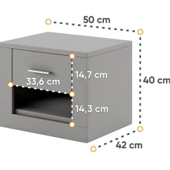Garnero Arredamenti Comodini|Comò-Comodino 50x40h cm 1 cassetto grigio Ombra Grafite