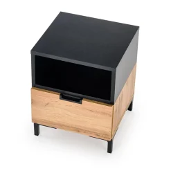 Garnero Arredamenti Comodini Cameretta|Comò-Comodino 40x52h cm 1 cassetto moderno rovere nero Ankara