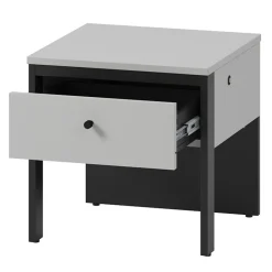 Garnero Arredamenti Comodini|Comò-Comodino 40x40h cm 1 cassetto con LED grigio nero Luna