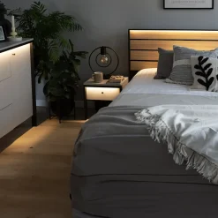 Garnero Arredamenti Comodini|Comò-Comodino 40x40h cm 1 cassetto con LED grigio nero Luna