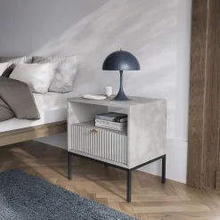 Garnero Arredamenti Comodini|Comò-Comodino 54x56h cm 1 cassetto moderno Alisa Grigio