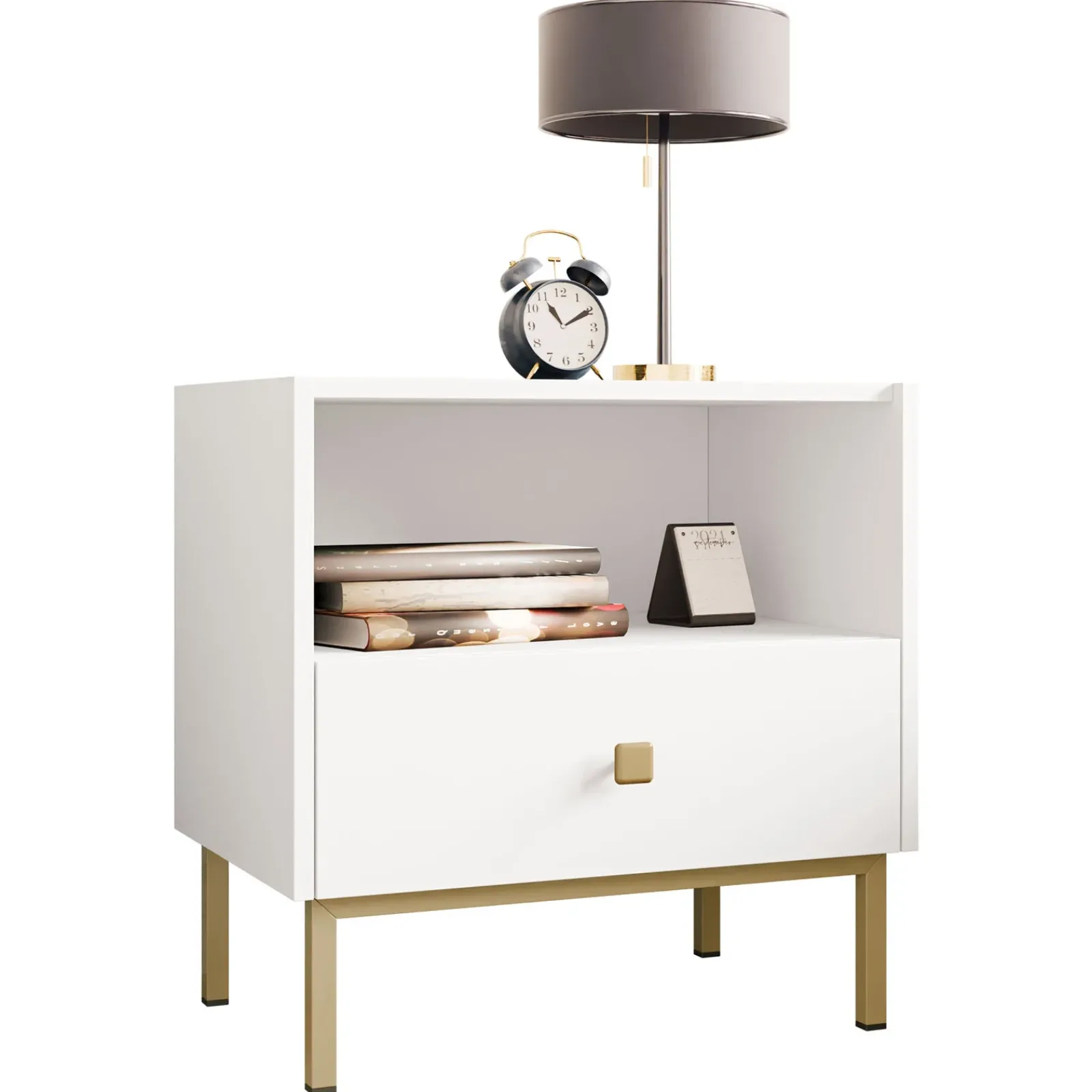 Garnero Arredamenti Comodini|Comò-Comodino 55x56h cm 1 vano 1 cassetto Giuggiola Bianco Opaco