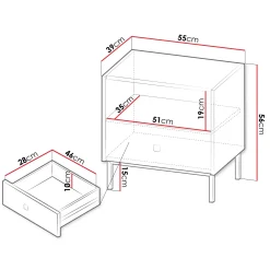 Garnero Arredamenti Comodini|Comò-Comodino 55x56h cm 1 vano 1 cassetto Giuggiola Bianco Opaco
