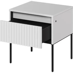 Garnero Arredamenti Comodini|Comò-Comodino 46x50h cm cannettato nero Camelia Bianco Opaco