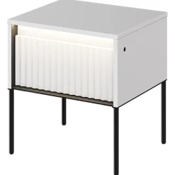 Garnero Arredamenti Comodini|Comò-Comodino 46x50h cm cannettato nero Camelia Bianco Opaco