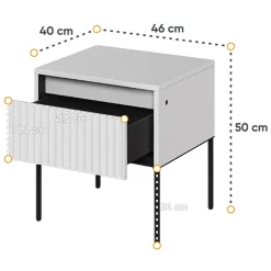 Garnero Arredamenti Comodini|Comò-Comodino 46x50h cm cannettato nero Camelia Bianco Opaco