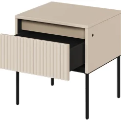 Garnero Arredamenti Comodini|Comò-Comodino 46x50h cm cannettato nero Camelia Beige