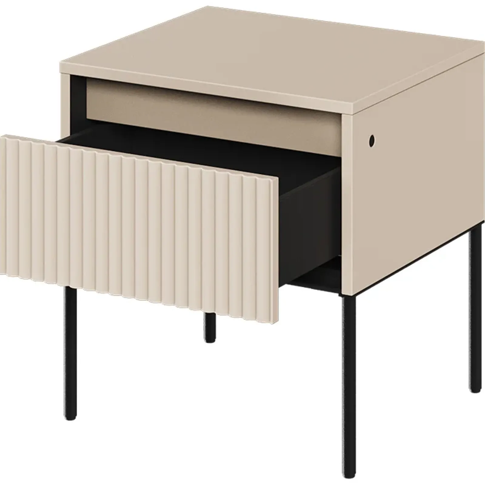 Garnero Arredamenti Comodini|Comò-Comodino 46x50h cm cannettato nero Camelia Beige