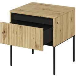 Garnero Arredamenti Comodini|Comò-Comodino 46x50h cm cannettato nero Camelia Rovere Rustico