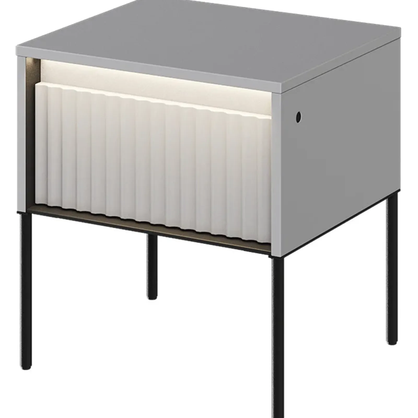 Garnero Arredamenti Comodini|Comò-Comodino 46x50h cm cannettato nero Camelia Grigio