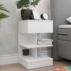 Garnero Arredamenti Comodini|Comò-Comodino 39x65h cm con cassetto moderno bianco Clelia