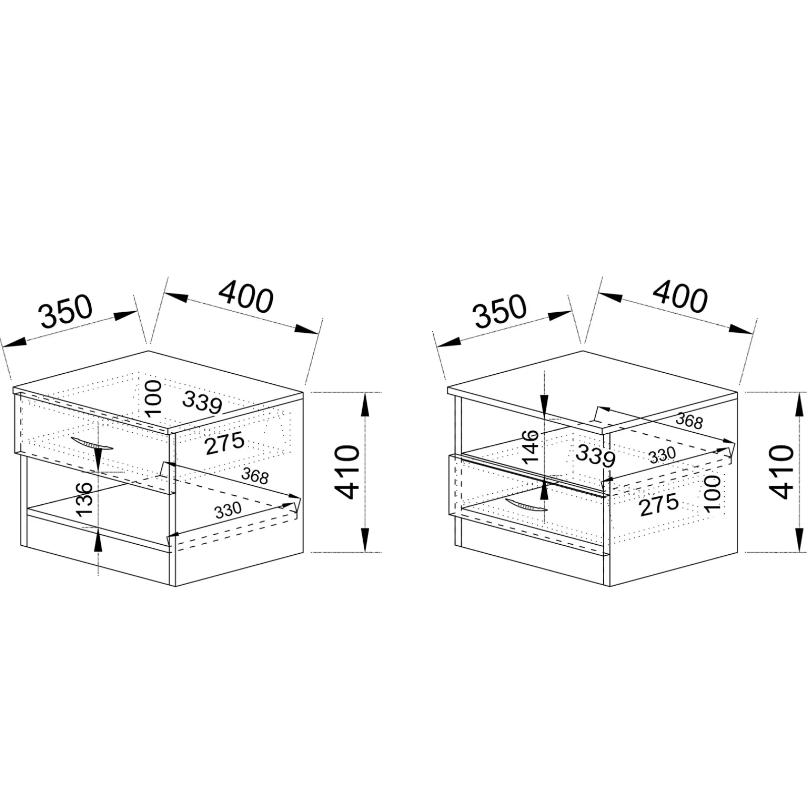 Garnero Arredamenti Comodini Cameretta|Comò-Comodino 40x41h cm con cassetto moderno Selvaggia Noce