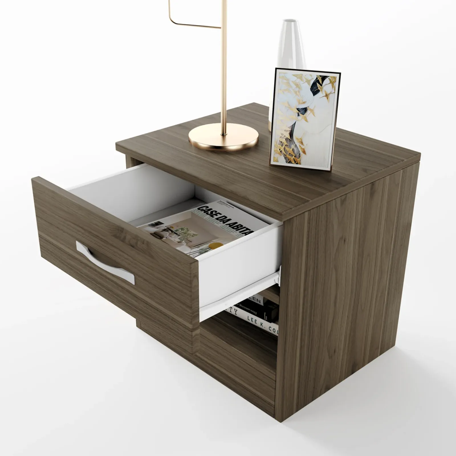 Garnero Arredamenti Comodini Cameretta|Comò-Comodino 40x41h cm con cassetto moderno Selvaggia Noce