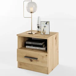 Garnero Arredamenti Comodini Cameretta|Comò-Comodino 40x41h cm  con cassetto moderno Selvaggia Rovere Rustico