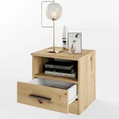 Garnero Arredamenti Comodini Cameretta|Comò-Comodino 40x41h cm  con cassetto moderno Selvaggia Rovere Rustico