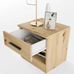 Garnero Arredamenti Comodini Cameretta|Comò-Comodino 40x41h cm  con cassetto moderno Selvaggia Rovere Rustico