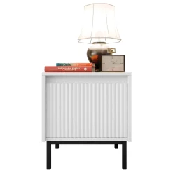 Garnero Arredamenti Comodini Cameretta|Comò-Comodino 45x50h cm design cannettato bianco Strike Bianco Opaco
