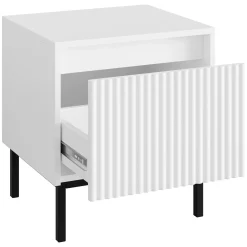 Garnero Arredamenti Comodini Cameretta|Comò-Comodino 45x50h cm design cannettato bianco Strike Bianco Opaco