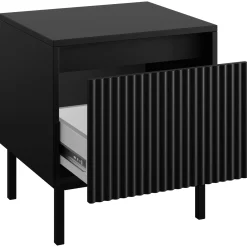 Garnero Arredamenti Comodini Cameretta|Comò-Comodino 45x50h cm design cannettato nero Strike Nero Opaco