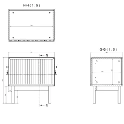 Garnero Arredamenti Comodini Cameretta|Comò-Comodino 53x53h cm design cannettato rovere Colby