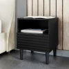 Garnero Arredamenti Comodini|Comò-Comodino 42x53h cm design cannettato moderno nero Flippo