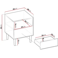 Garnero Arredamenti Comodini|Comò-Comodino 42x53h cm design cannettato moderno nero Flippo