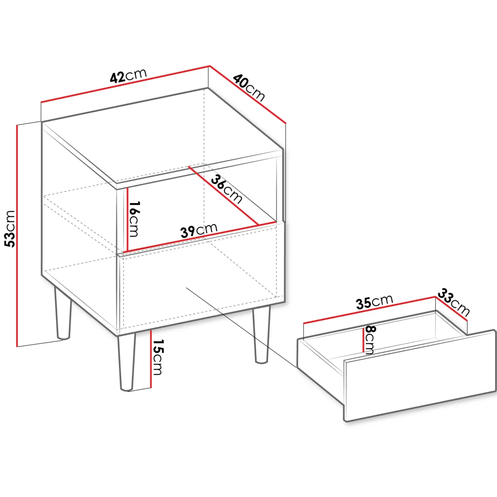 Garnero Arredamenti Comodini|Comò-Comodino 42x53h cm design cannettato moderno nero Flippo