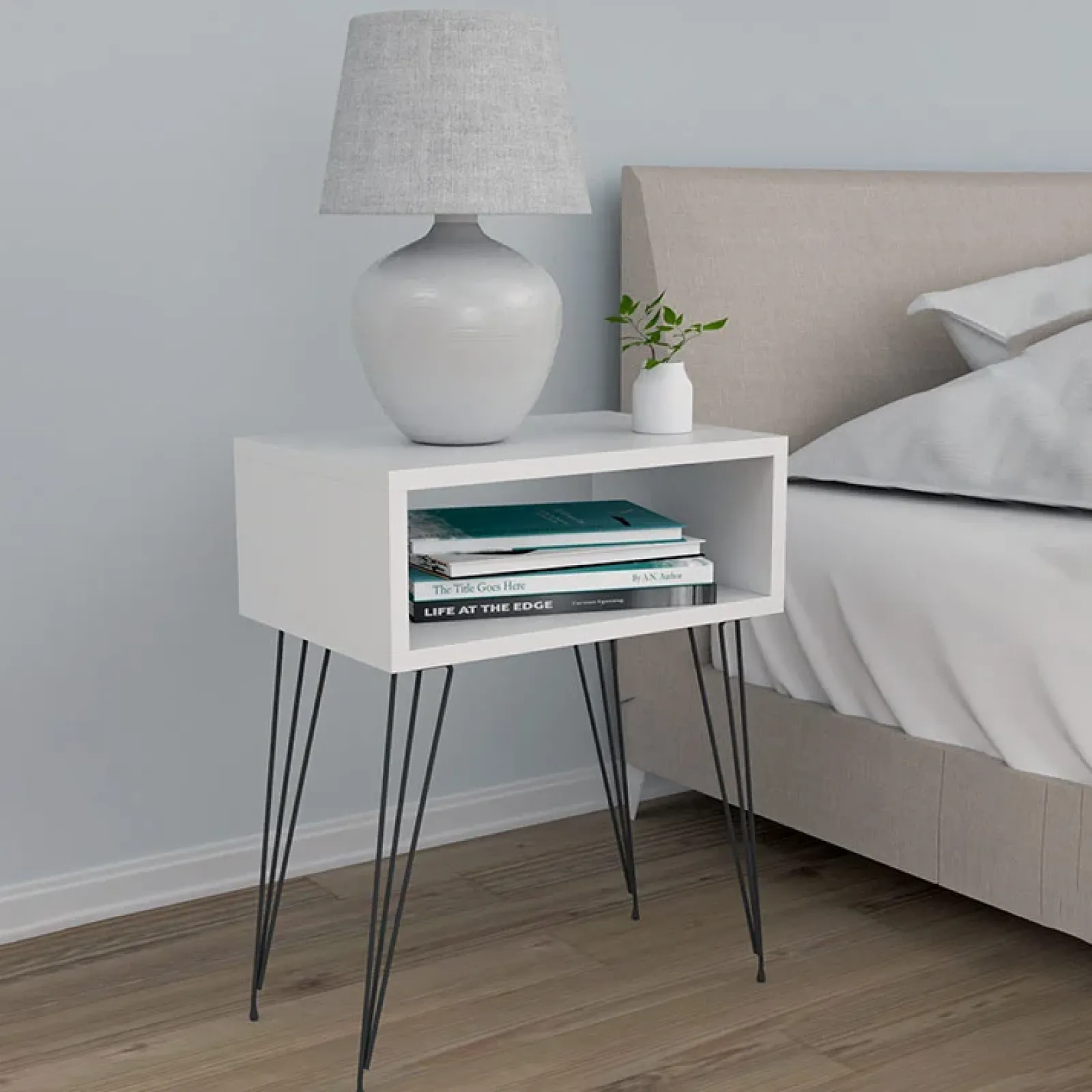 Garnero Arredamenti Comodini Cameretta|Comò-Comodino 45x59h cm design industrial bianco Jamar Bianco Opaco