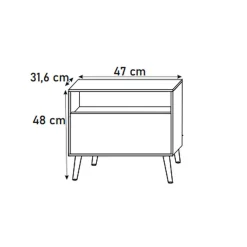 Garnero Arredamenti Comodini Cameretta|Comò-Comodino 47x48h cm moderno cannettato nero Celestia Nero Opaco