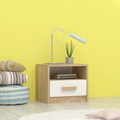Garnero Arredamenti Comò Cameretta|Comò-Comodino 40x35h cm moderno rovere bianco Chiaretto