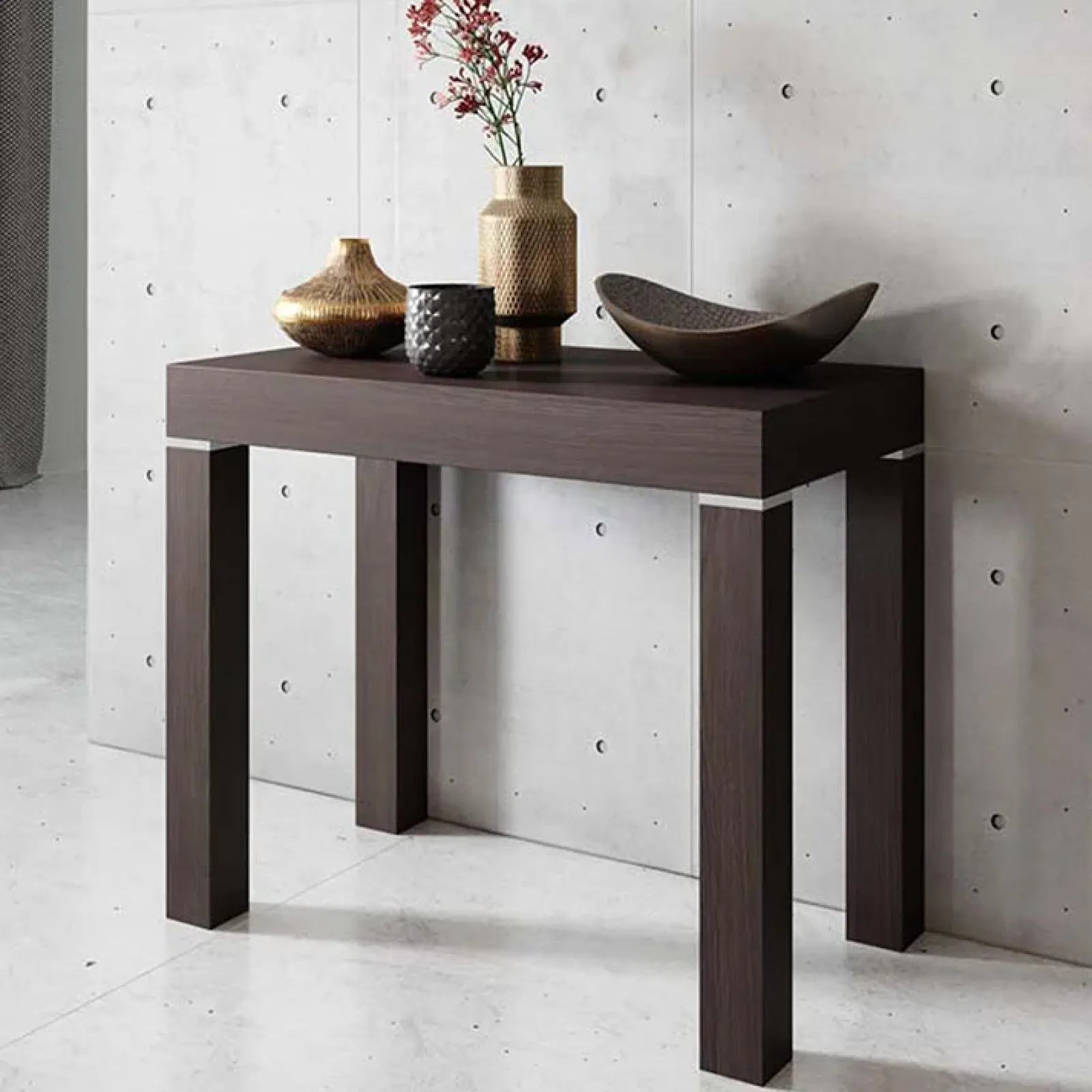 Garnero Arredamenti Consolle Allungabili|Consolle Allungabile-Consolle 50/300cm allungabile moderno wengé Pandora 110 Gihome® Noce