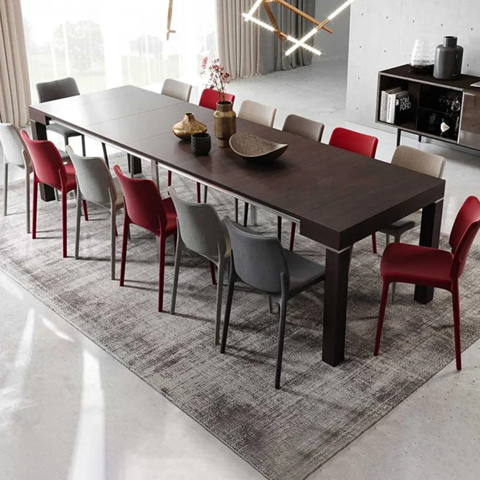 Garnero Arredamenti Consolle Allungabili|Consolle Allungabile-Consolle 50/300cm allungabile moderno wengé Pandora 110 Gihome® Noce