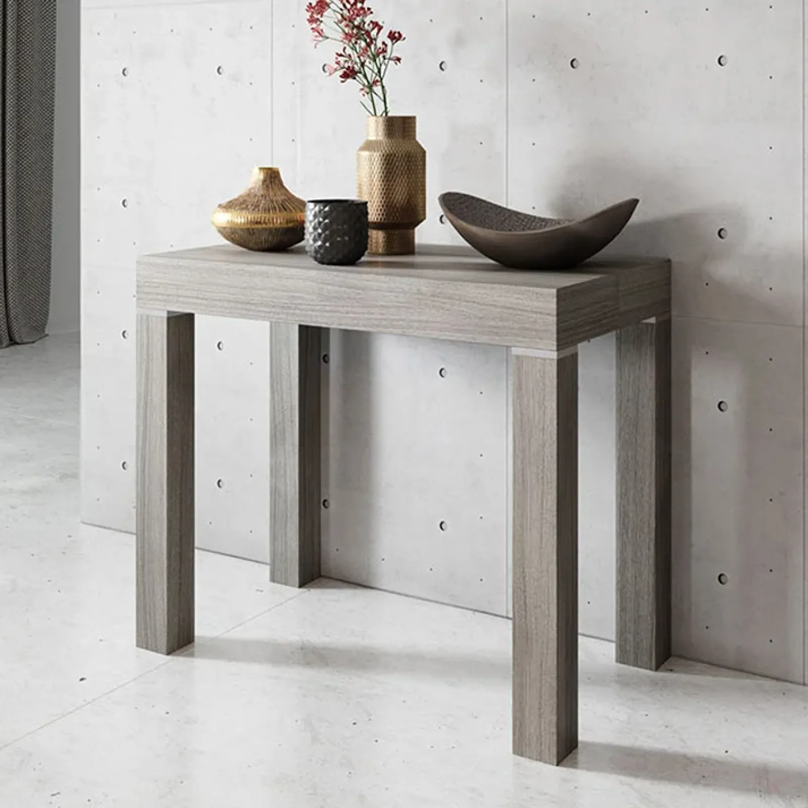 Garnero Arredamenti Consolle Allungabili|Consolle Allungabile-Consolle 50/300cm allungabile Pandora 110 Gihome® Rovere Grigio