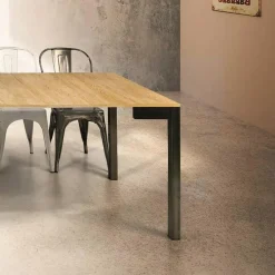 Garnero Arredamenti Consolle Allungabili|Consolle Allungabile-Consolle 50/300cm allungabile rovere metallo Edison Gihome® Rovere - Nero
