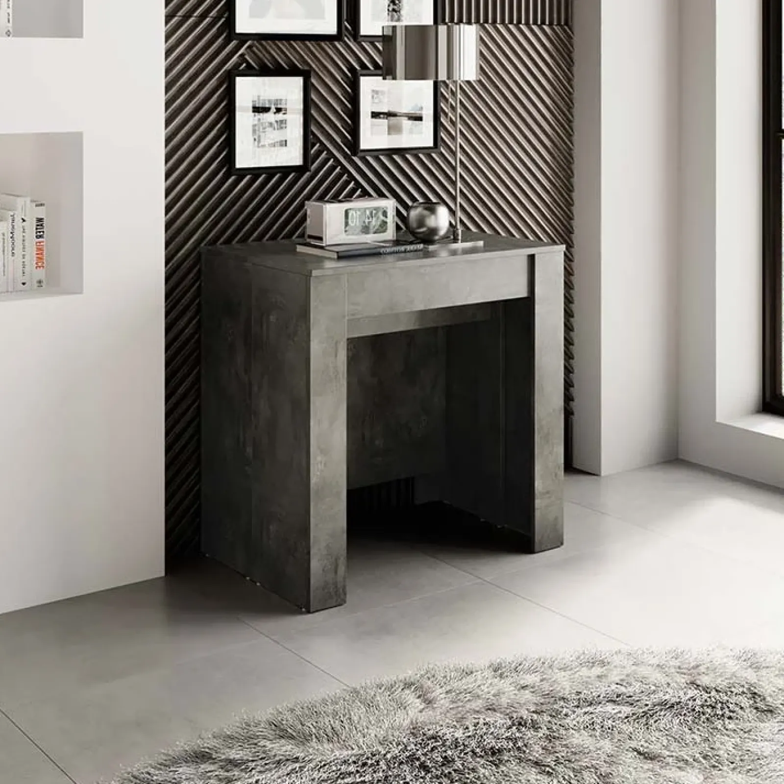 Garnero Arredamenti Consolle Allungabili|Consolle Allungabile-Consolle 54/252cm tavolo allungabile moderno ossido nobilitato Senigallia