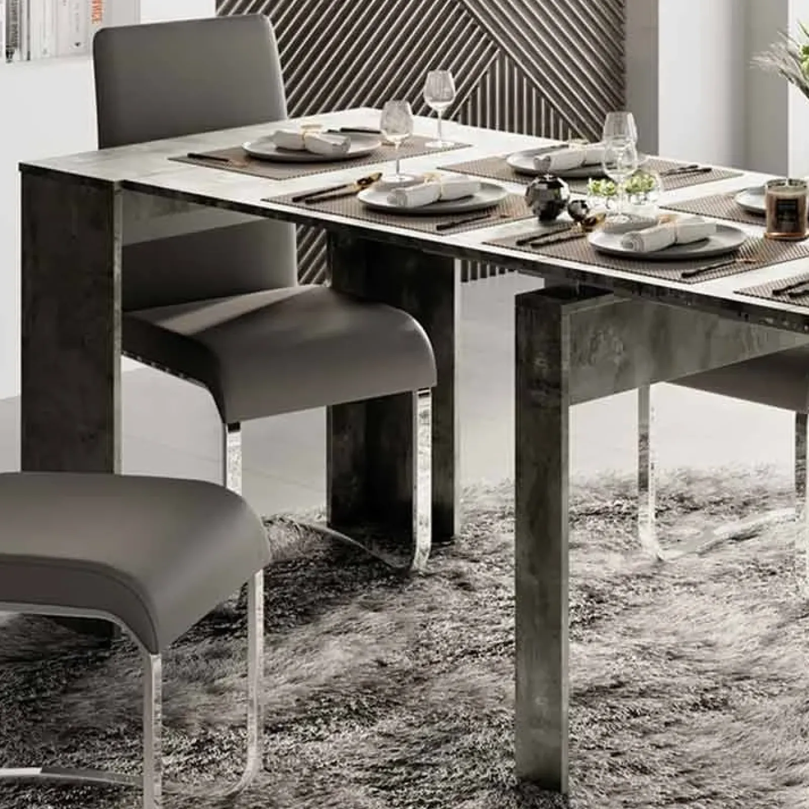 Garnero Arredamenti Consolle Allungabili|Consolle Allungabile-Consolle 54/252cm tavolo allungabile moderno ossido nobilitato Senigallia